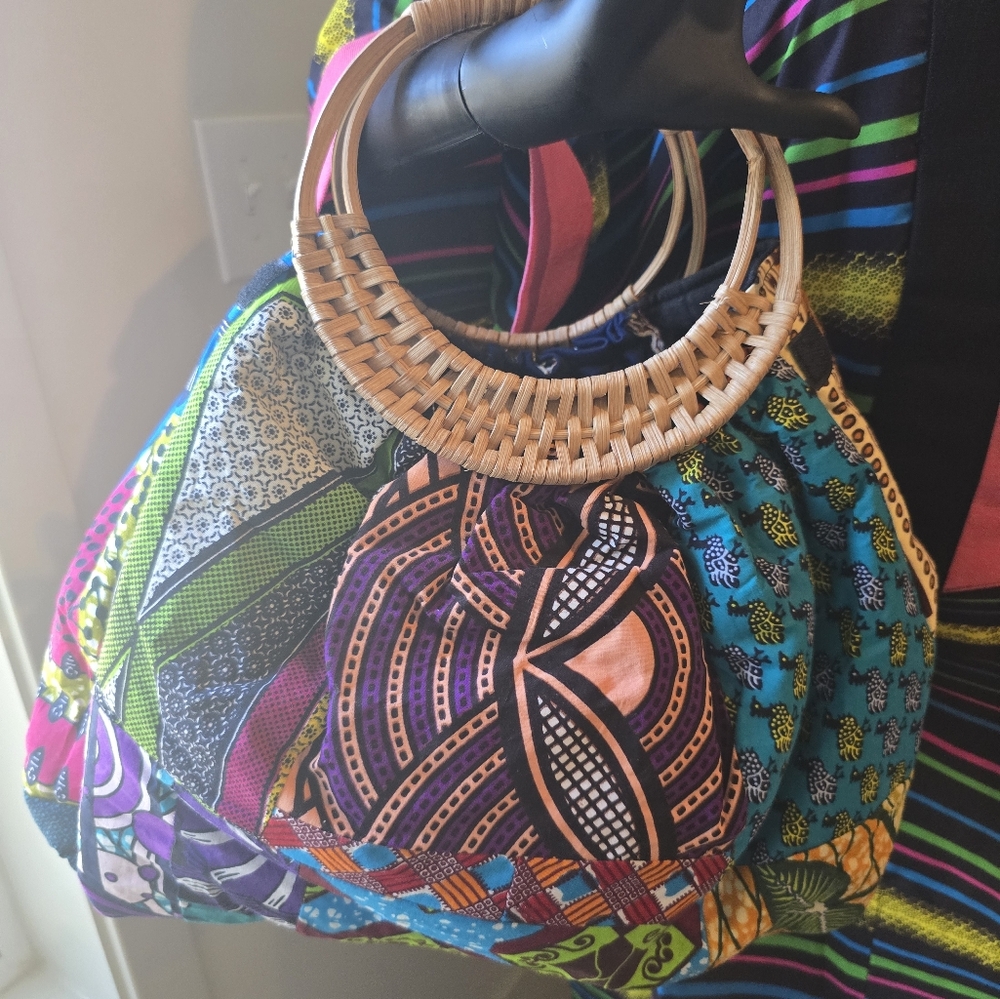 Color Pop African Patchwork Handbag - Picture 2 of 3
